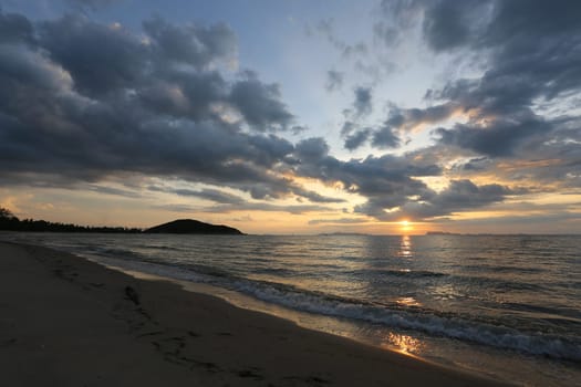 sunset over the sea on the island of Koh Samui in Thailand