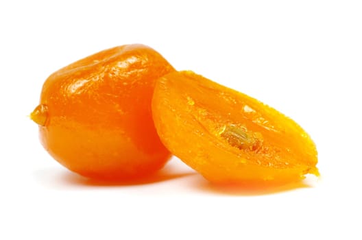 Dried kumquat isolated on a white background.