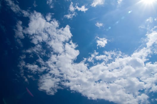 blue sky background with tiny clouds
