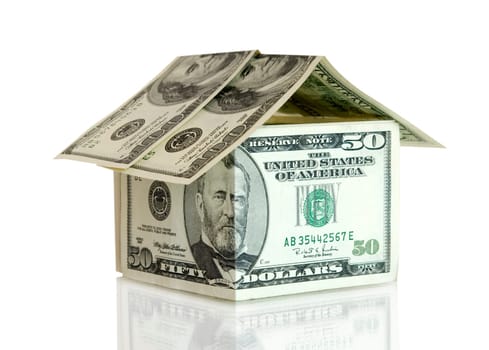 Money house on white background