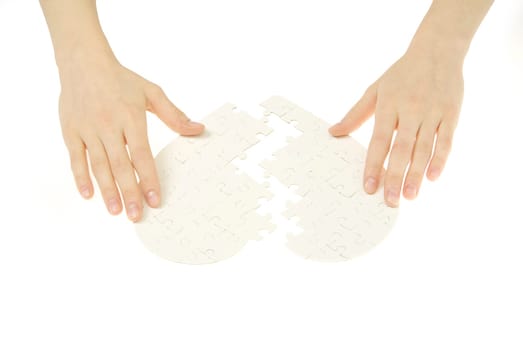 puzzle heart isolated on a white background