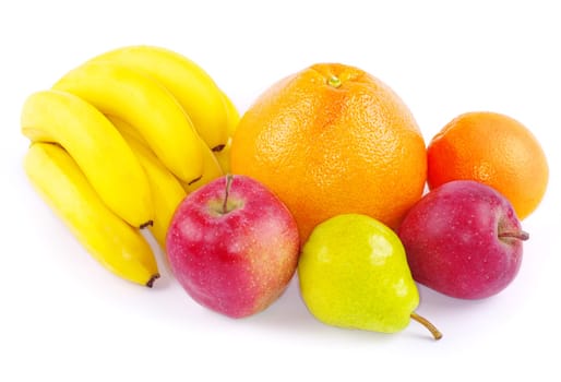 Composition with fruits isolated on white