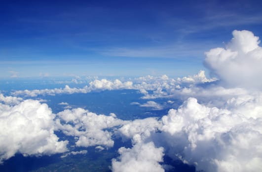 blue sky with clouds and sun