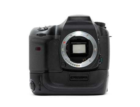 black digital camera isolated on a white