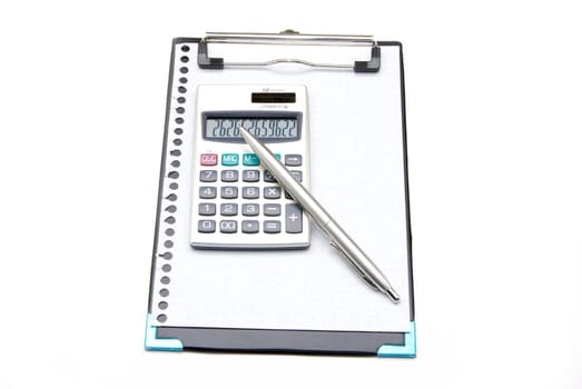 Business concept with pen and calculator