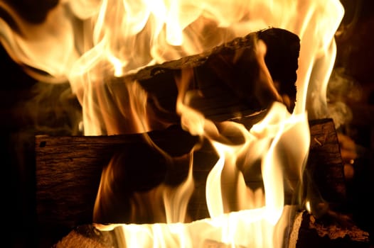 A close up shot of an open fire