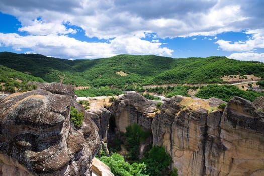 Monastery on top of rock in Meteora, Greece