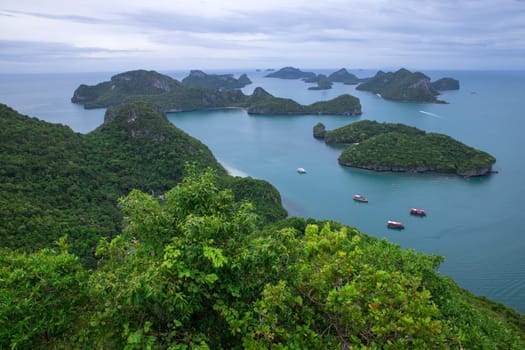 Landscape bird eye view of angthong national marine park ko samui thailand