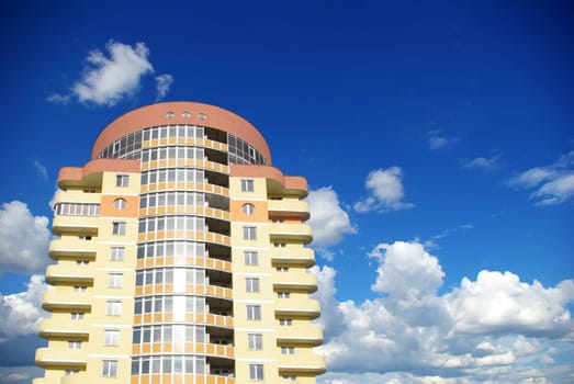 A modern apartments building on sky