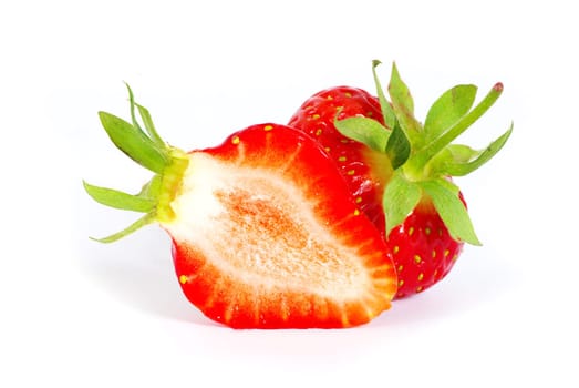 The strawberry isolated over white