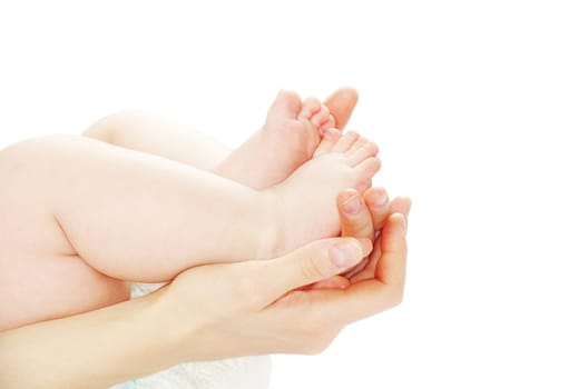 newborn baby feet isolated on white