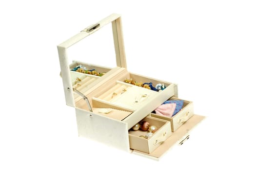 leather cosmetic box on white background