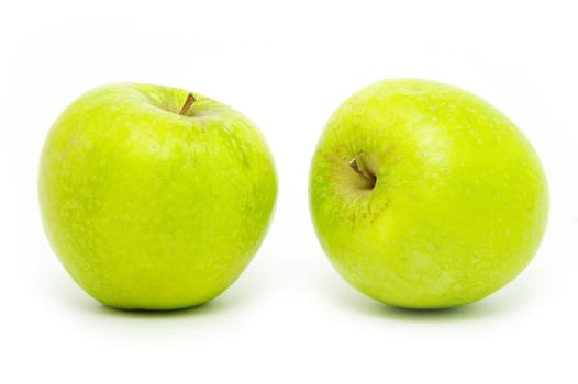 fresh green apples isolated on a white