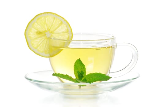 tea in cup isolated on white background