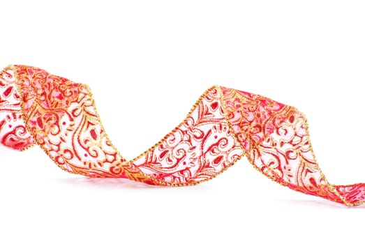 red satin ribbon isolated on white