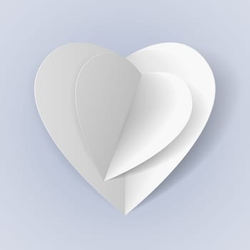 Two white paper hearts for your romantic design