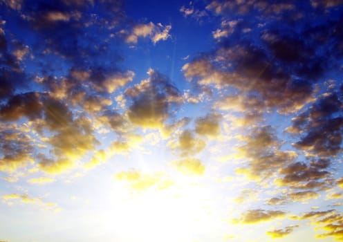 blue sky background with tiny clouds