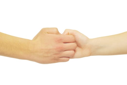Man and woman hands isolated on white background