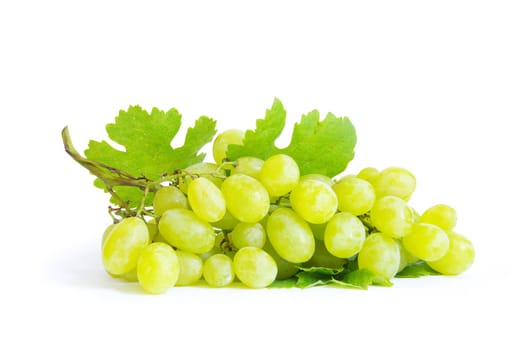 grape with green leaves isolated on white background