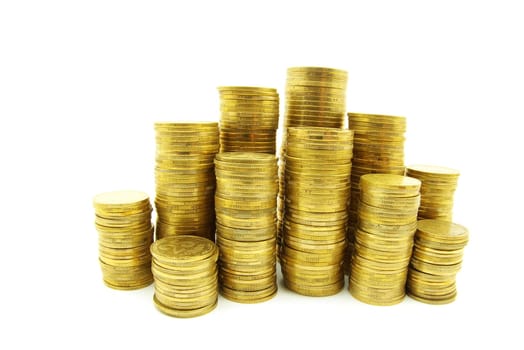 Coin pile isolated on white background