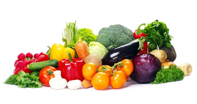 fresh vegetables on the white background