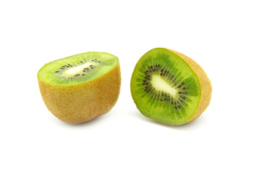 pieces of kiwi isolated on white background