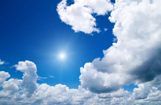 blue sky with clouds closeup