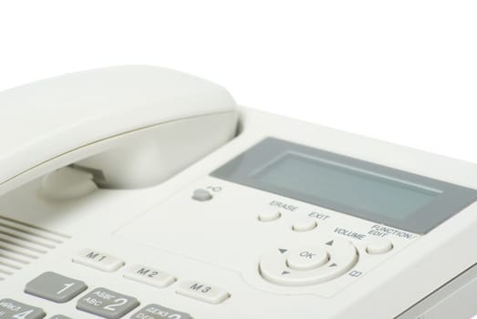 white office telephone on a white  background