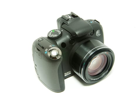black digital camera isolated on a white