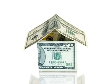 Money house on white background