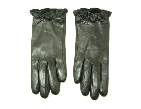 Female black gloves isolated on white