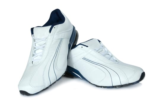 A pair of men's running shoes on white