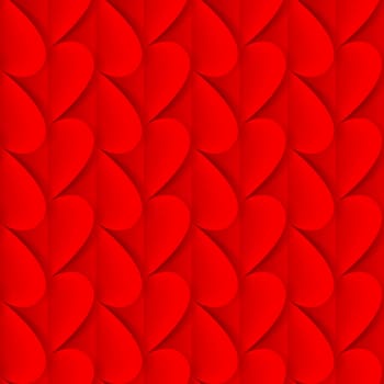 Romantic background made of folded red paper hearts
