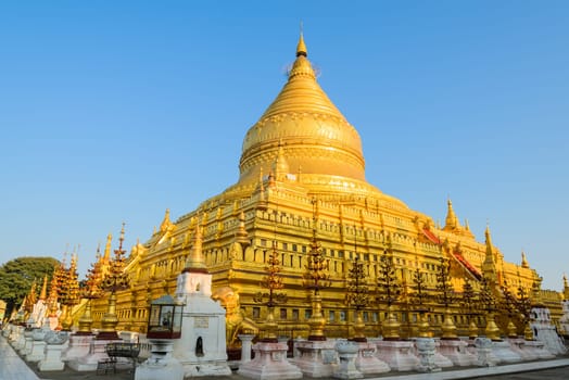 Shwezigon pagoda in Bagan, Myanmar
