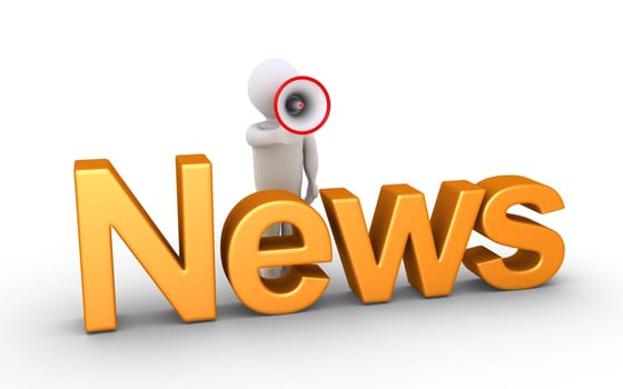 3d person holding a megaphone is behind a News word