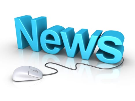 3d News word and a mouse is connected to it