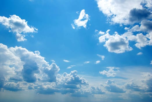 blue sky with clouds and sun