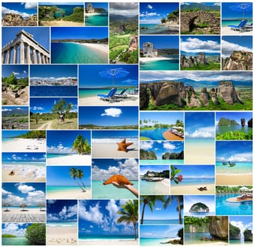 Collage of summer beach images beach and tropical sea