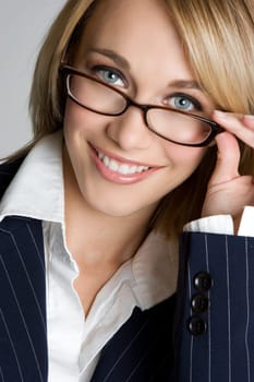 Beautiful smiling woman wearing glasses