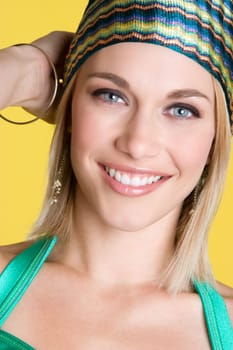 Beautiful closeup happy woman smiling