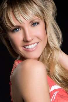 Pretty smiling happy blond woman