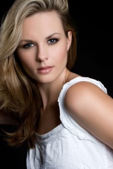 Pretty blond blue eyes woman