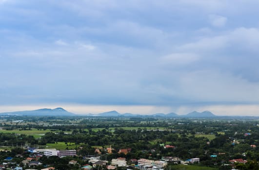 Aerial cityscape of Uthai Thani, Thailand