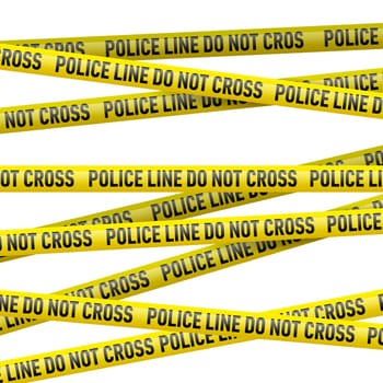 Realistic yellow tape with Police line do not cross text. Illustration on white background