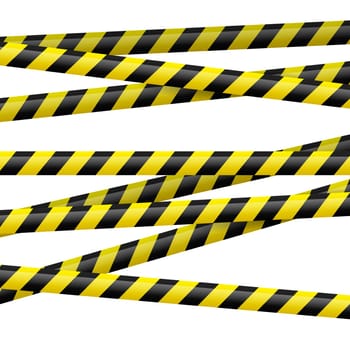 Realistic black and yellow danger tape. Illustration on white background