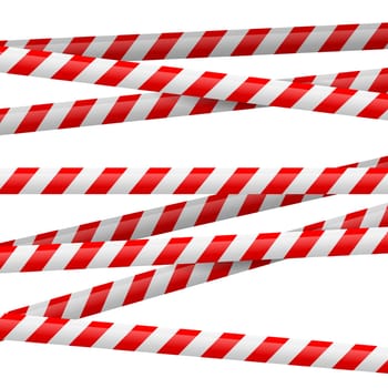 Realistic red and white danger tape. Illustration on white background