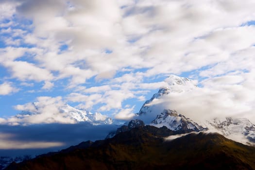 View of Annapurna mountain, trek to base camp conservation area, Nepal