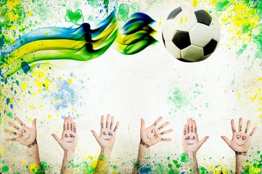 Grunge background of Brazil soccer 2014