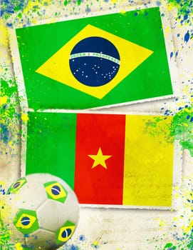 Grunge background of Brazil soccer 2014