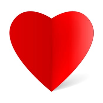 Red folded paper heart for your design